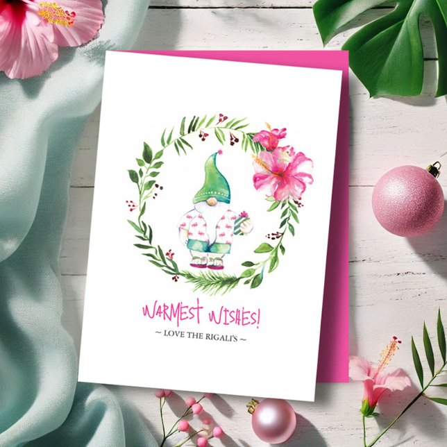 Cartes de Noël Tropicales à l'Aquarelle (Tropical Christmas cards watercolor beach art by Victoria Grigaliunas of Do Tell A Belle)