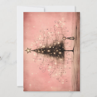 Cartes de Noël Vintage - Arbre de Noël Rose