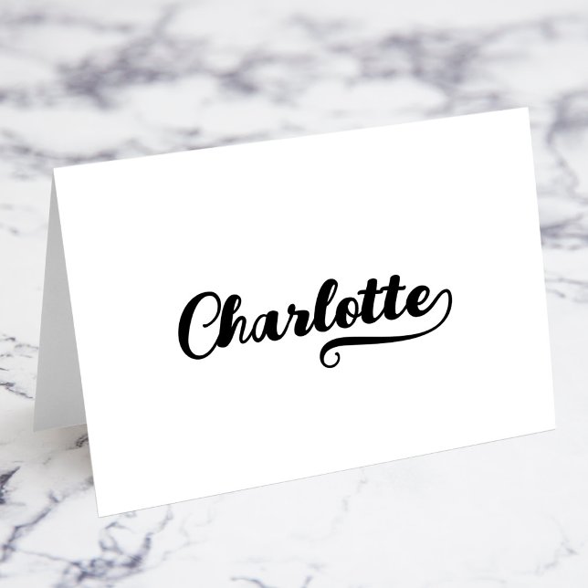 Cartes de nom avec lettrage gras Brush Script E (Bold Brush Script E Swash Name Place Cards)