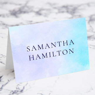 Cartes de nom de lieu à l'aquarelle bleu lilas pas