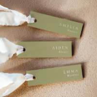 Cartes de nom de mariage élégantes au thé vert mat