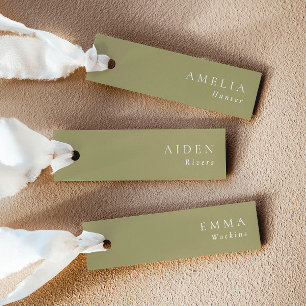 Cartes de nom de mariage élégantes au thé vert mat
