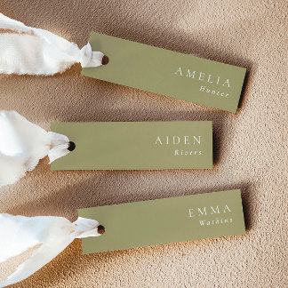 Cartes de nom de mariage élégantes au thé vert mat