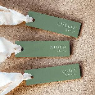 Cartes de nom de mariage élégantes vert sauge