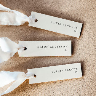 Cartes de nom de mariage simples crème moderne