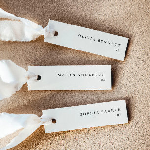 Cartes de nom de mariage simples en crème légère m