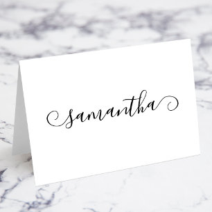 Cartes de nom de signature à boucle mignonne noire