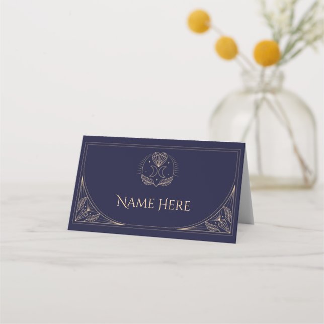 Cartes de nom pliées Mariage Tarot Moon Mystic (Devant)