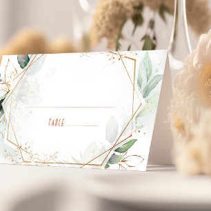 Cartes de nom Table Mariage Or & Vert Géométrique