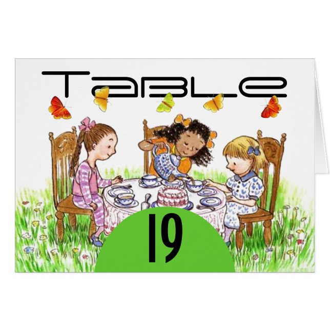 Cartes de nombre de Tableau de thé de filles de (Devant Horizontal)