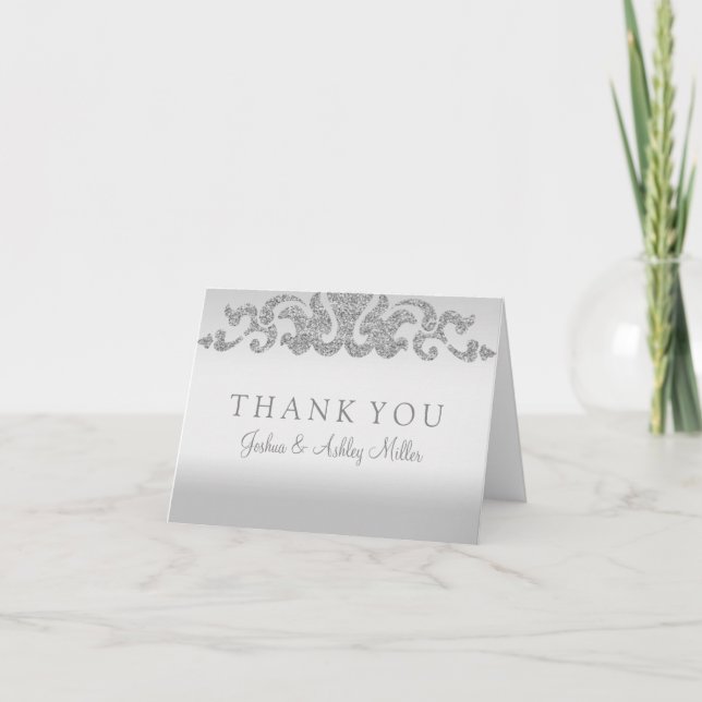 Cartes de note argentées de Merci de mariage de (Devant)