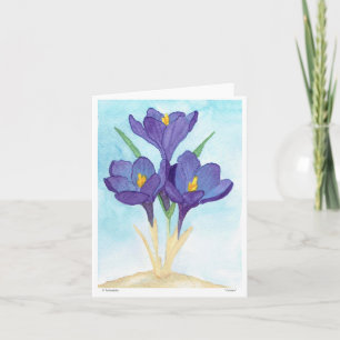 Cartes de note de crocus d'aquarelle