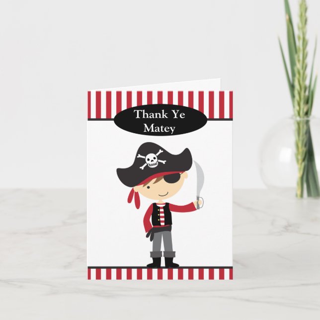 Cartes de note de garçon de pirate (Devant)