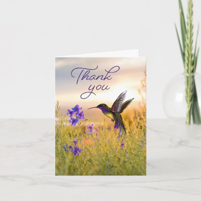 Cartes de note de Merci de fleur de colibri (Devant)