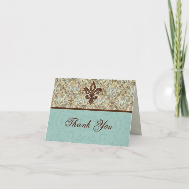 Cartes de note de Merci de Fleur di Lys Damask (Devant)