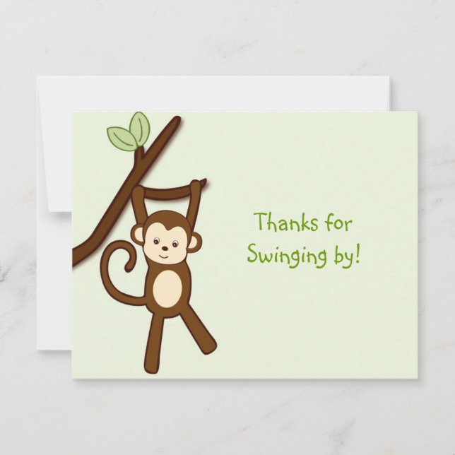 Cartes de note de Merci de jungle de singe plates (Devant)