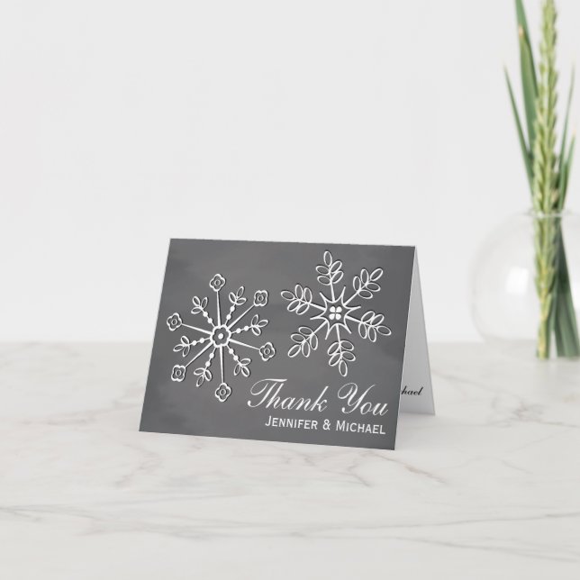 Cartes de note de Merci de mariage de flocon de (Devant)