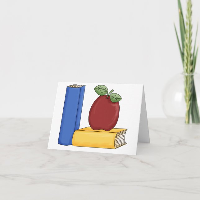 cartes de note de pomme et de livres (Devant)