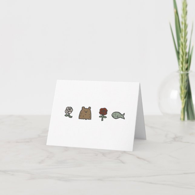 Cartes de note de Rose-Ours-Rose-Poisson (Devant)