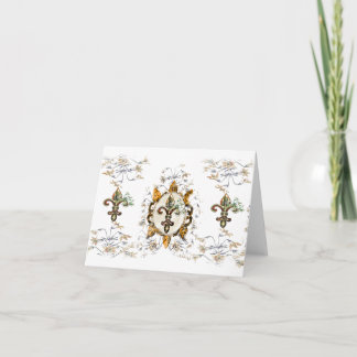Cartes de note d'or de De Li de fleur