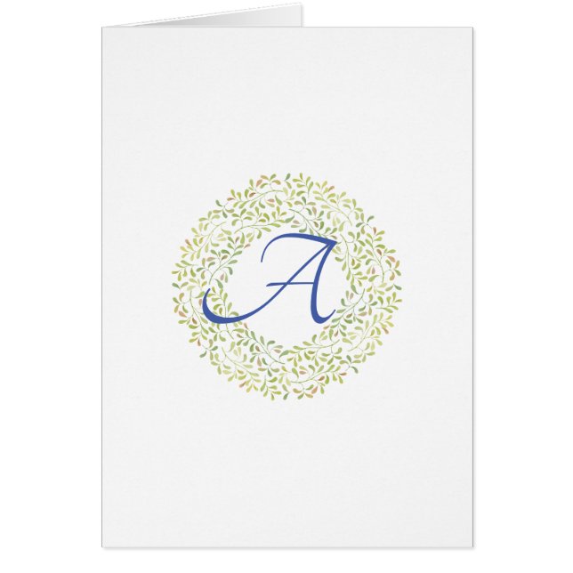 Cartes de note Monogramme Verte Simple Script (Devant)