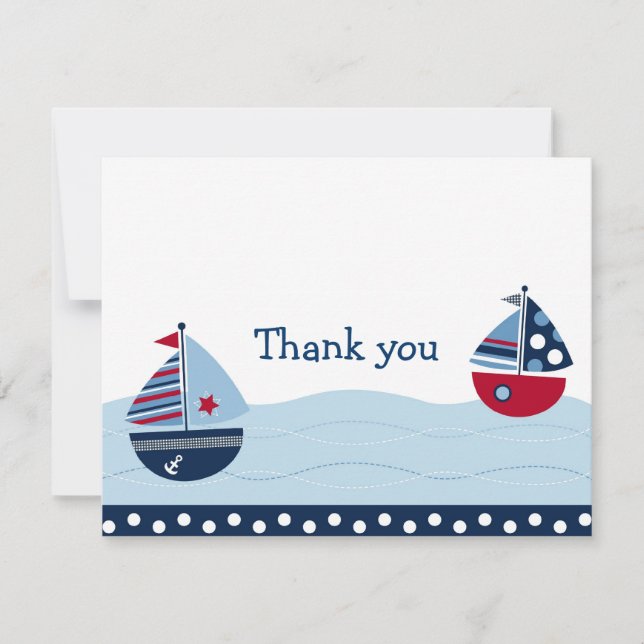 Cartes de note nautiques de Merci de voilier parti (Devant)