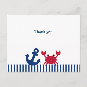 Cartes de note plates de Merci de crabe nautique