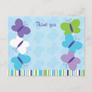 Cartes de note plates de Merci de papillon