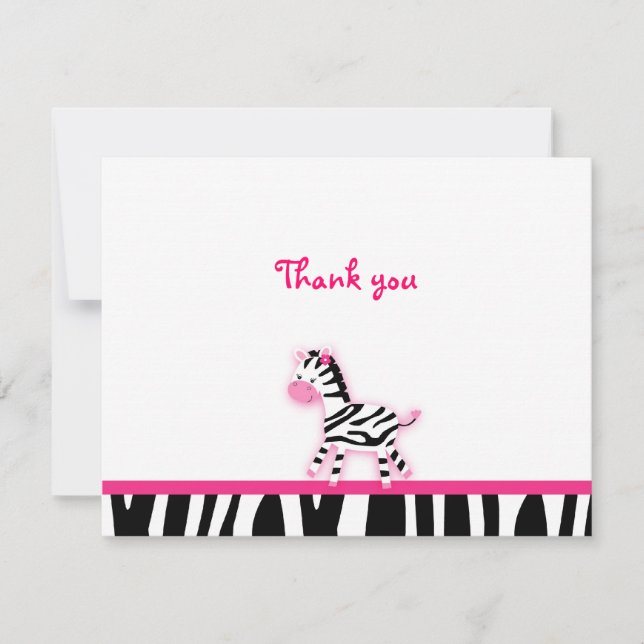 Cartes de note roses douces de Merci de zèbre (Devant)