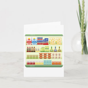 Cartes de note sur les étagères des produits de su