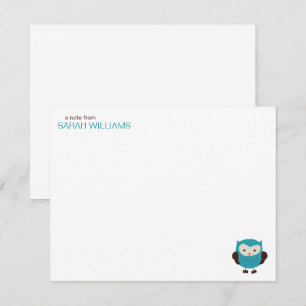 Cartes de note turquoises mignonnes de hibou