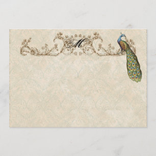 Cartes de note vintages de Merci de paon et