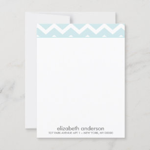 Cartes de notes à motif chevron zig zag aqua éléga
