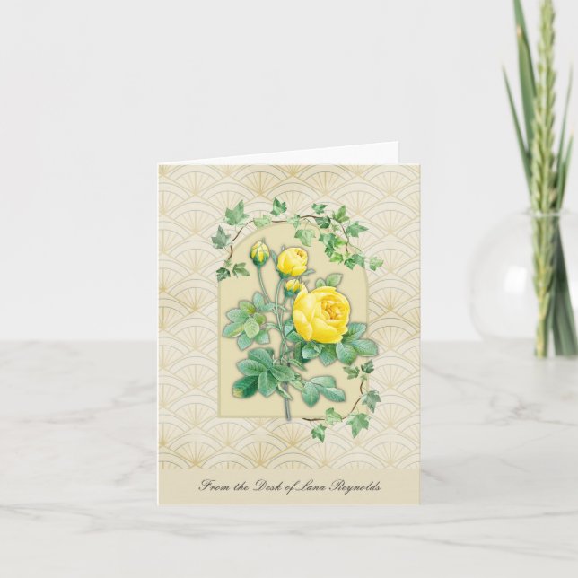 Cartes de notes Art déco des Roses Jaunes (Devant)