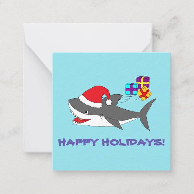 Cartes de notes avec un requin de vacances mignon (Devant)