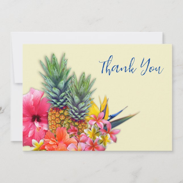 Cartes de notes blanches du Merci de bouquet hawaï (Devant)