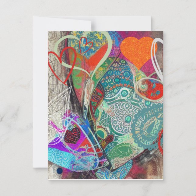 Cartes de notes Coeurs et Paisley (Devant)