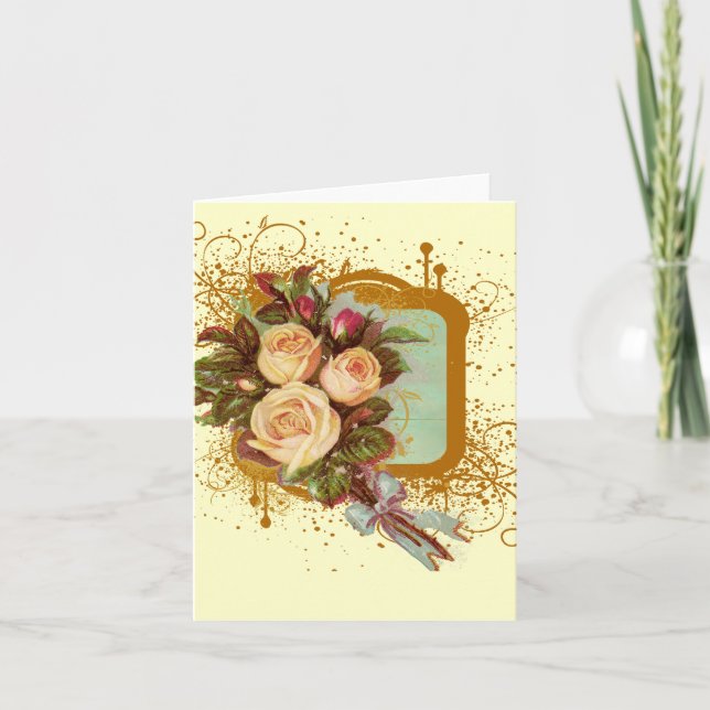 Cartes de notes de bouquet de roses victoriennes (Devant)