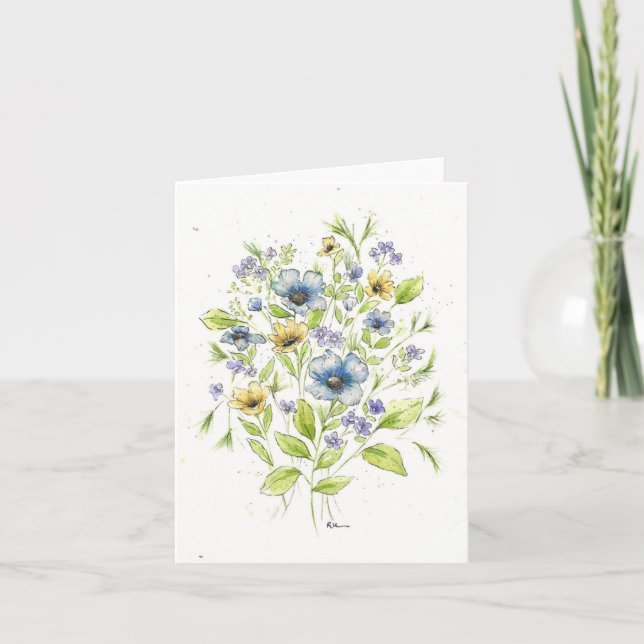 Cartes de notes de couleur aquarelle pour fleurs s (Devant)