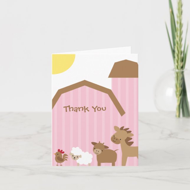 Cartes de notes de ferme rose (Devant)