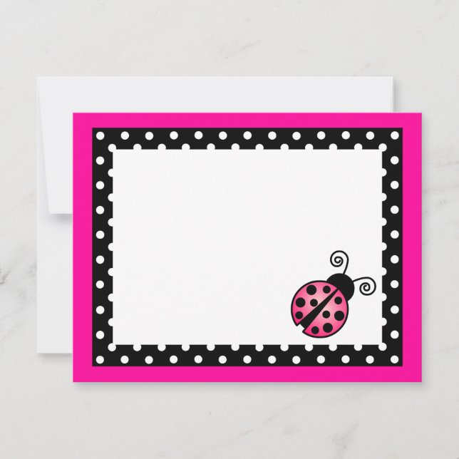 Cartes de notes de fin rose Ladybug Flat Merci (Devant)