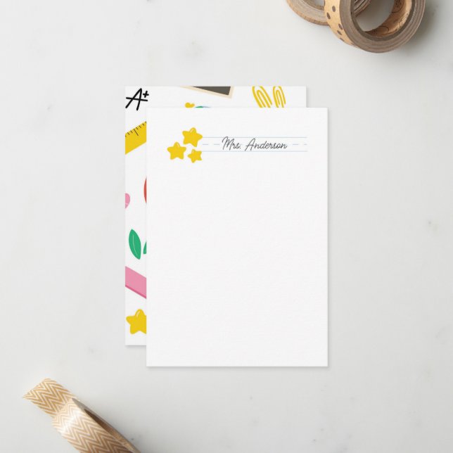 Cartes de notes de l'enseignant Papier à lettres m (Devant/Arrière en situation)