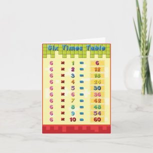 Cartes de notes de table six fois