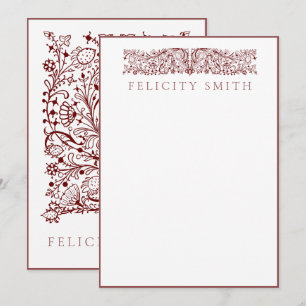 Cartes de notes Elégant Motif botanique Vintage