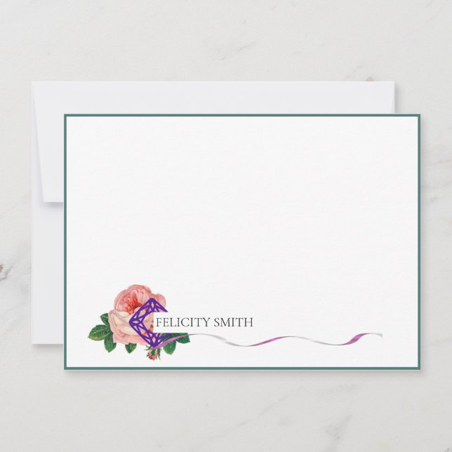 Cartes de notes élégant plat moderne rose botaniqu (Devant)