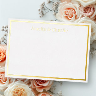 Cartes de notes élégantes argent or véritable feui