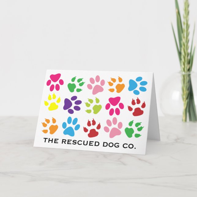 Cartes de notes Empreintes de pattes multicolores (Devant)