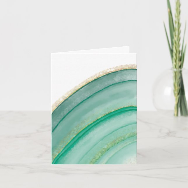 Cartes de notes en agate verte et dorée (Devant)