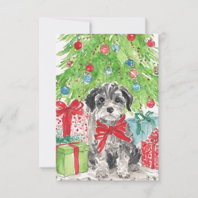 Cartes de notes en aquarelle de Noël pour marionne (Devant)