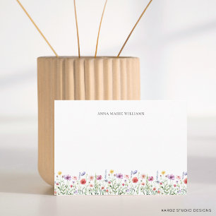 Cartes de notes florales chic à motif de fleurs sa